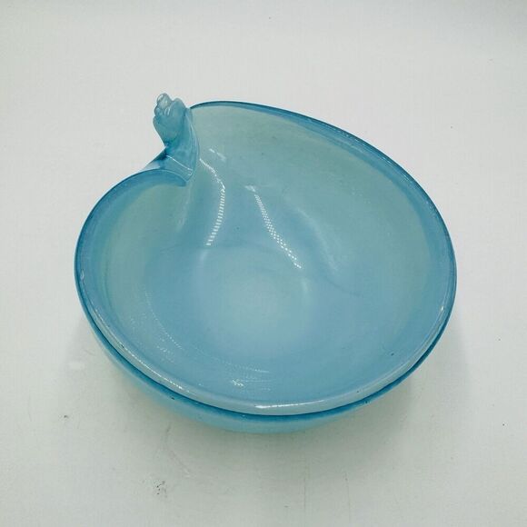 MCM Murano Art Glass Barbini Aqua Blue Bowl Italy Hand Blown - Picture 13 of 15